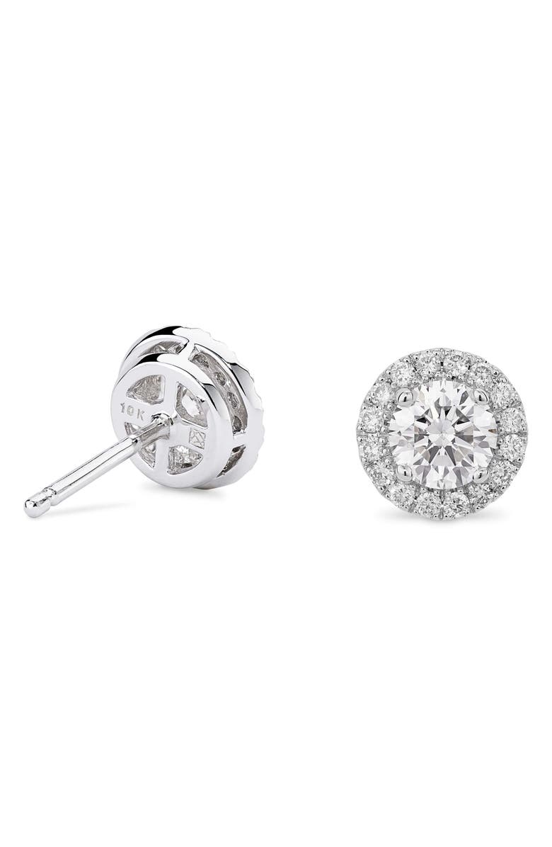 LIGHTBOX 1-Carat Lab Grown Diamond Halo Stud Earrings, Alternate, color, White/ 14K White Gold