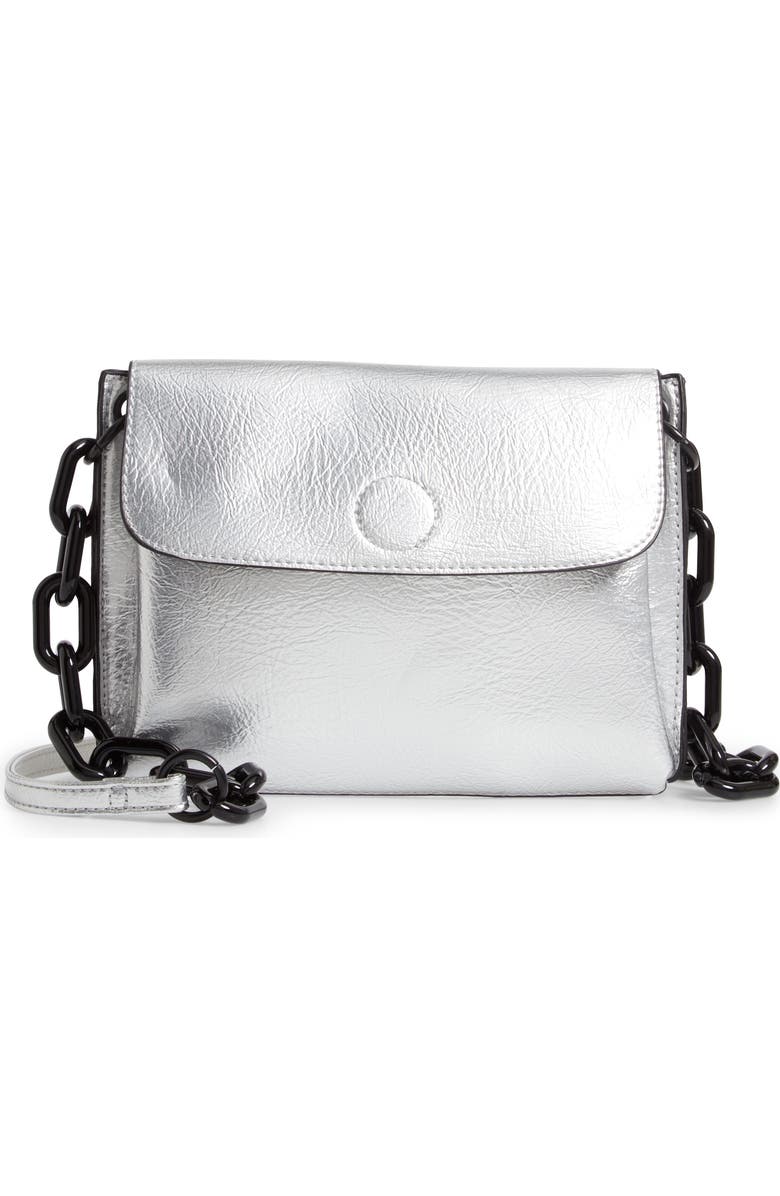 Violet Ray New York Metallic Faux Leather Crossbody Bag, Main, color,