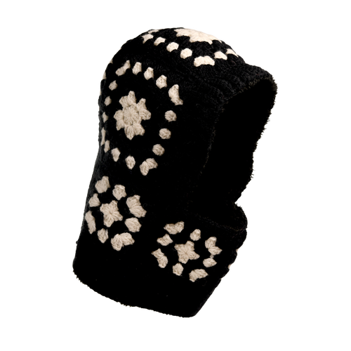 Nirvana Designs Crochet Patch Hood In Black