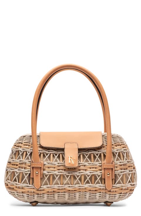 Tweety Basket Wicker & Leather Handbag