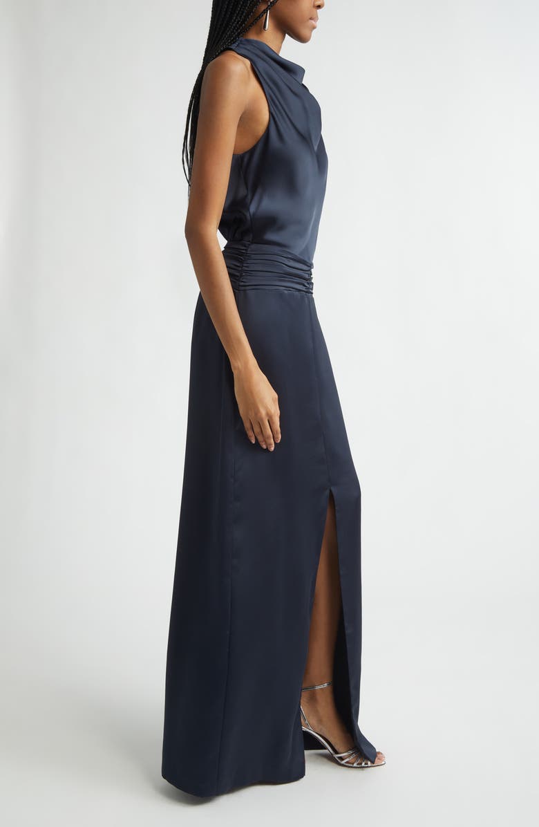 Ramy Brook Charmayne Sleeveless Satin Gown, Alternate, color, Navy