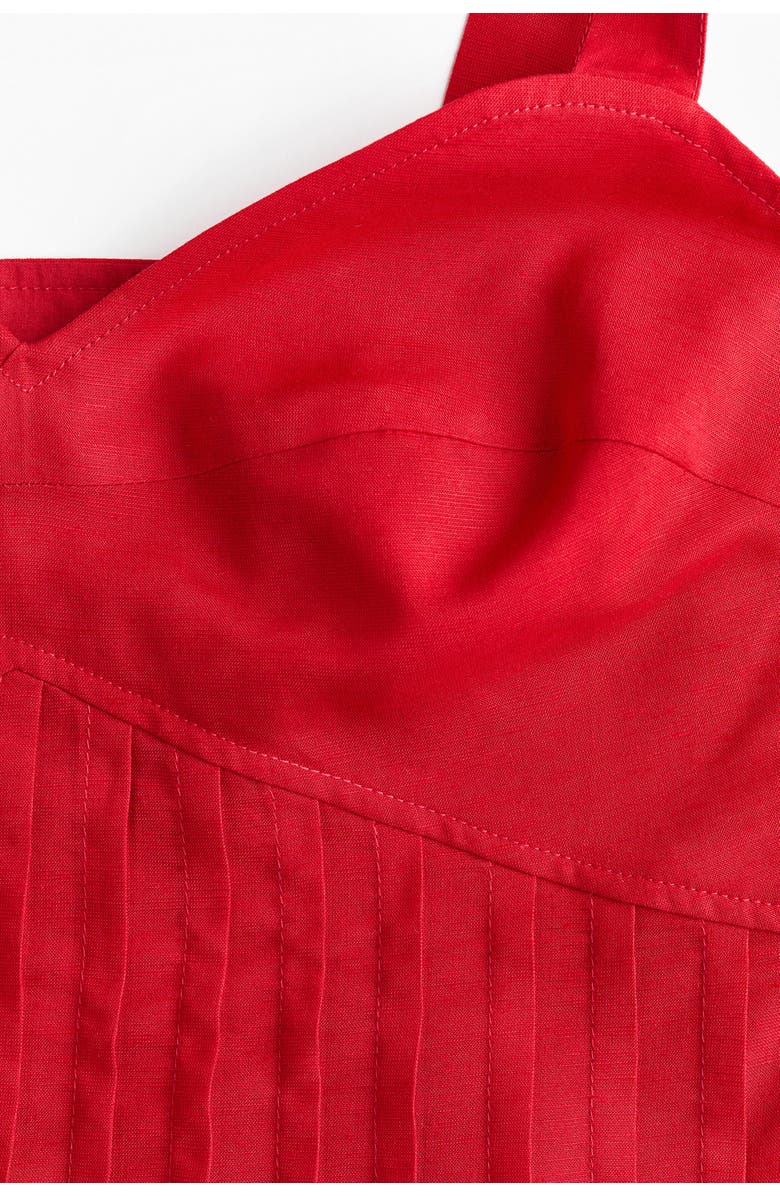 H&M Linen-blend Tie-strap Top, Alternate, color, Bright Red
