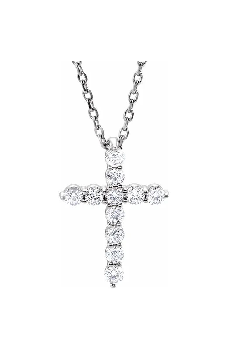 Bliss Diamond 1/4 Ct Diamond Cross 14k Gold Pendant Necklace Lab Grown, Main, color,