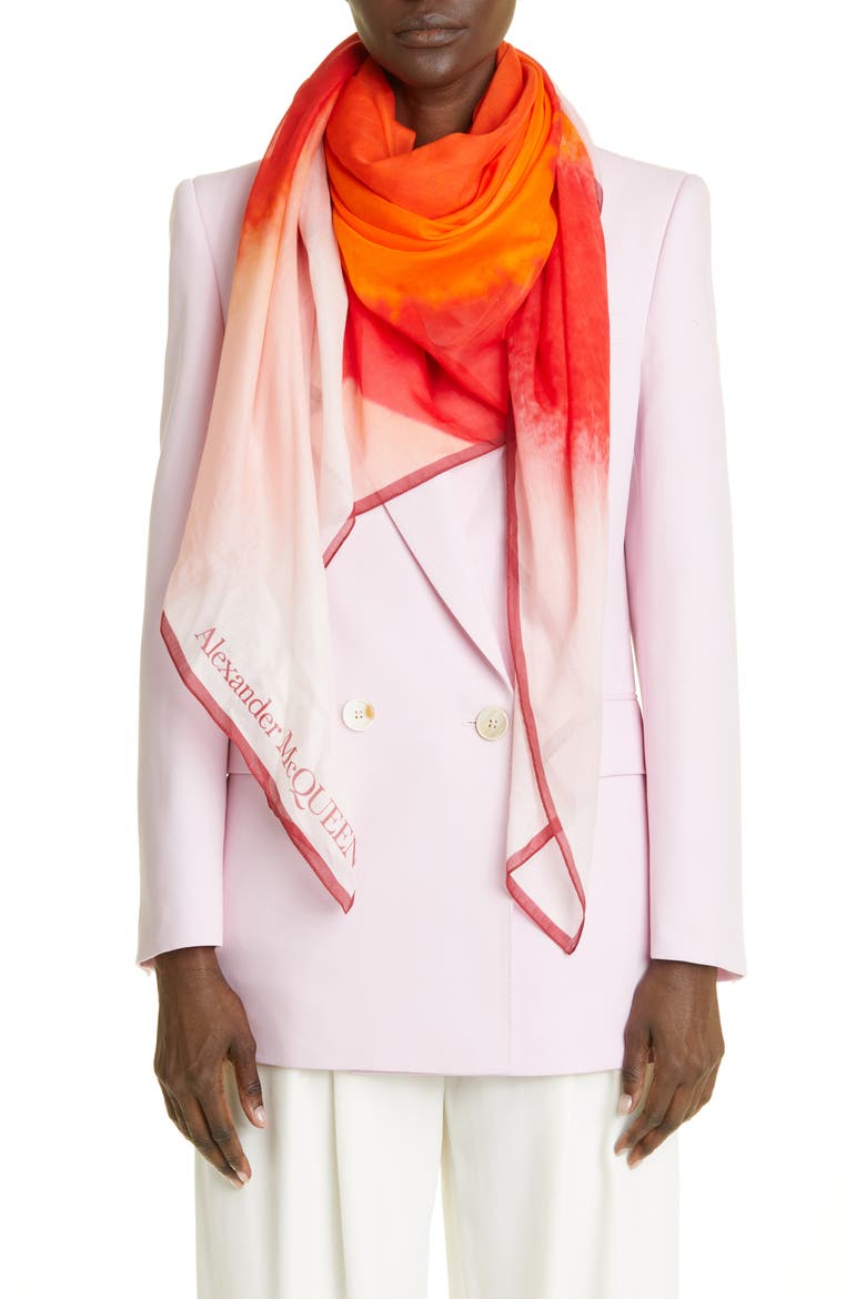 Galactic Iris Cotton & Silk Scarf, Main, color, PINK/ AMBER