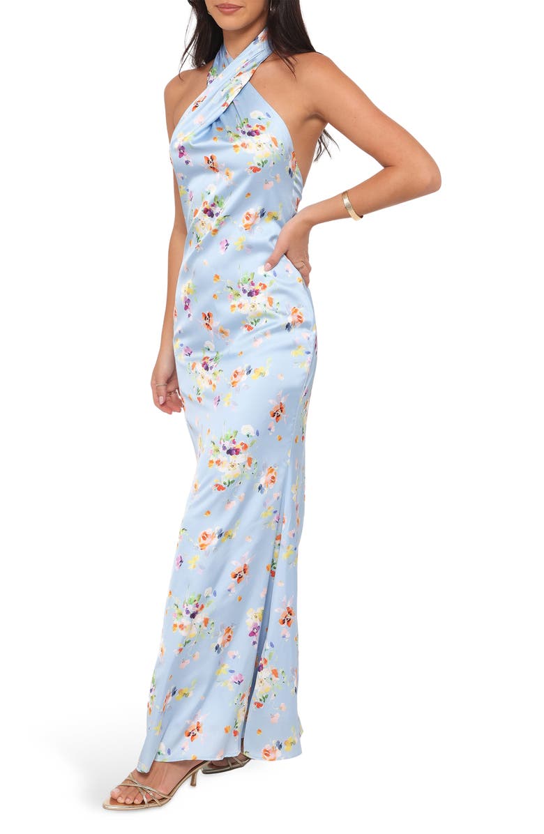 Petal & Pup Mila Halter Maxi Dress, Alternate, color, Cornflower Blue Floral
