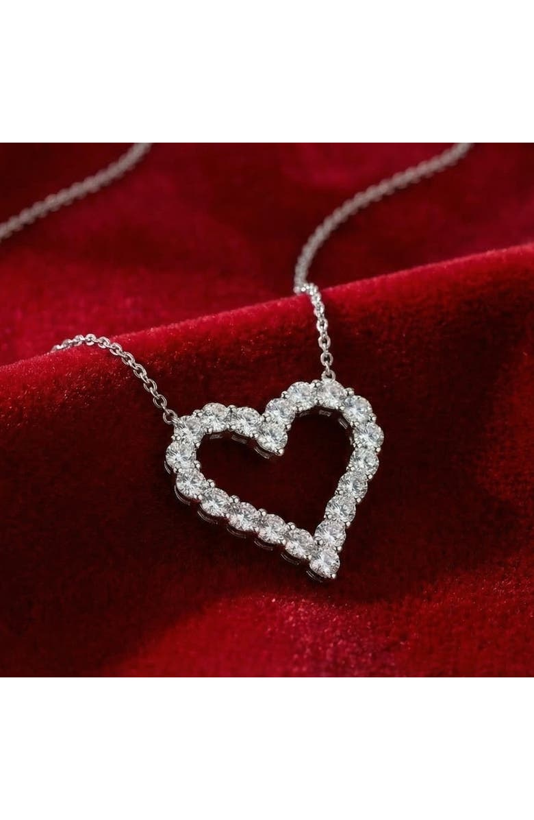 Bliss Diamond 1Ct Diamond Heart Pendant 14k Gold Lab Grown 3/4" Tall Necklace, Alternate, color, 14K White Gold