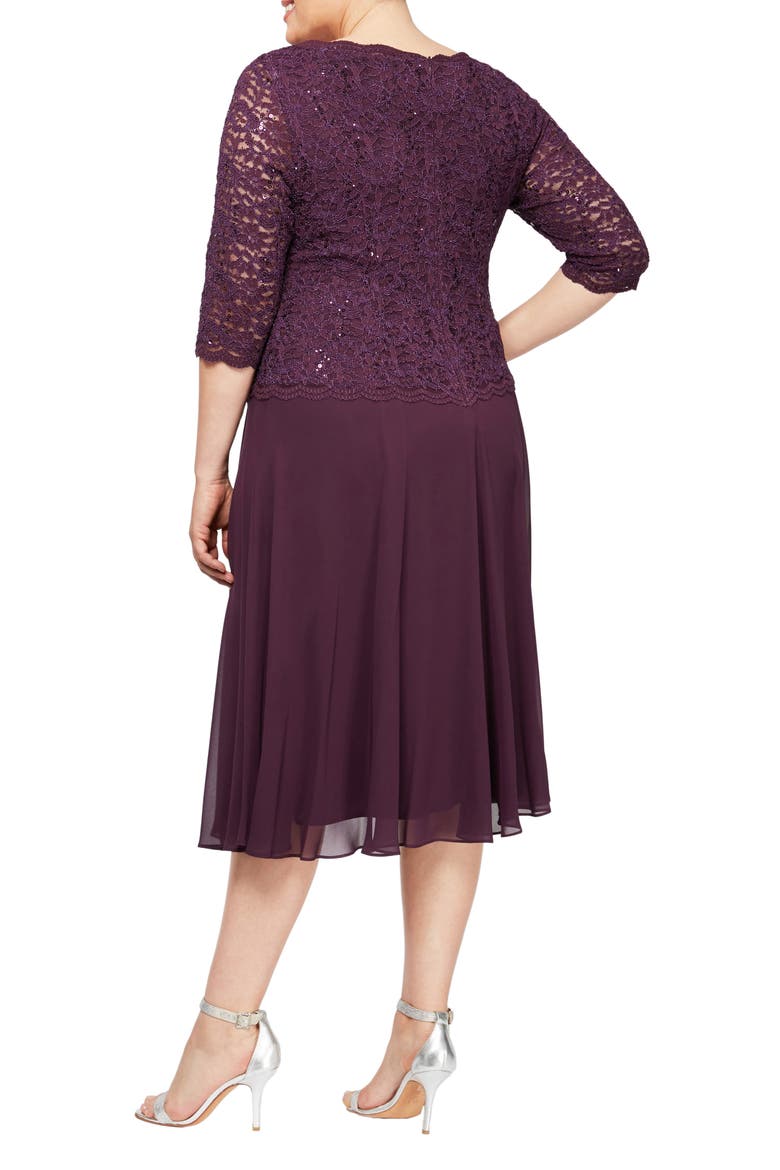Mock Two-Piece Midi Dress, Alternate, color, DEEP PLUM
