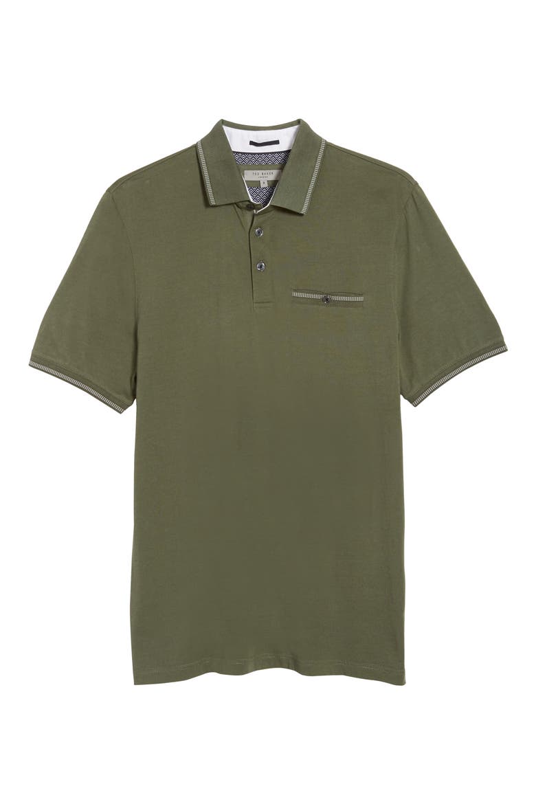 Tortila Slim Fit Tipped Pocket Polo, Alternate, color, KHAKI