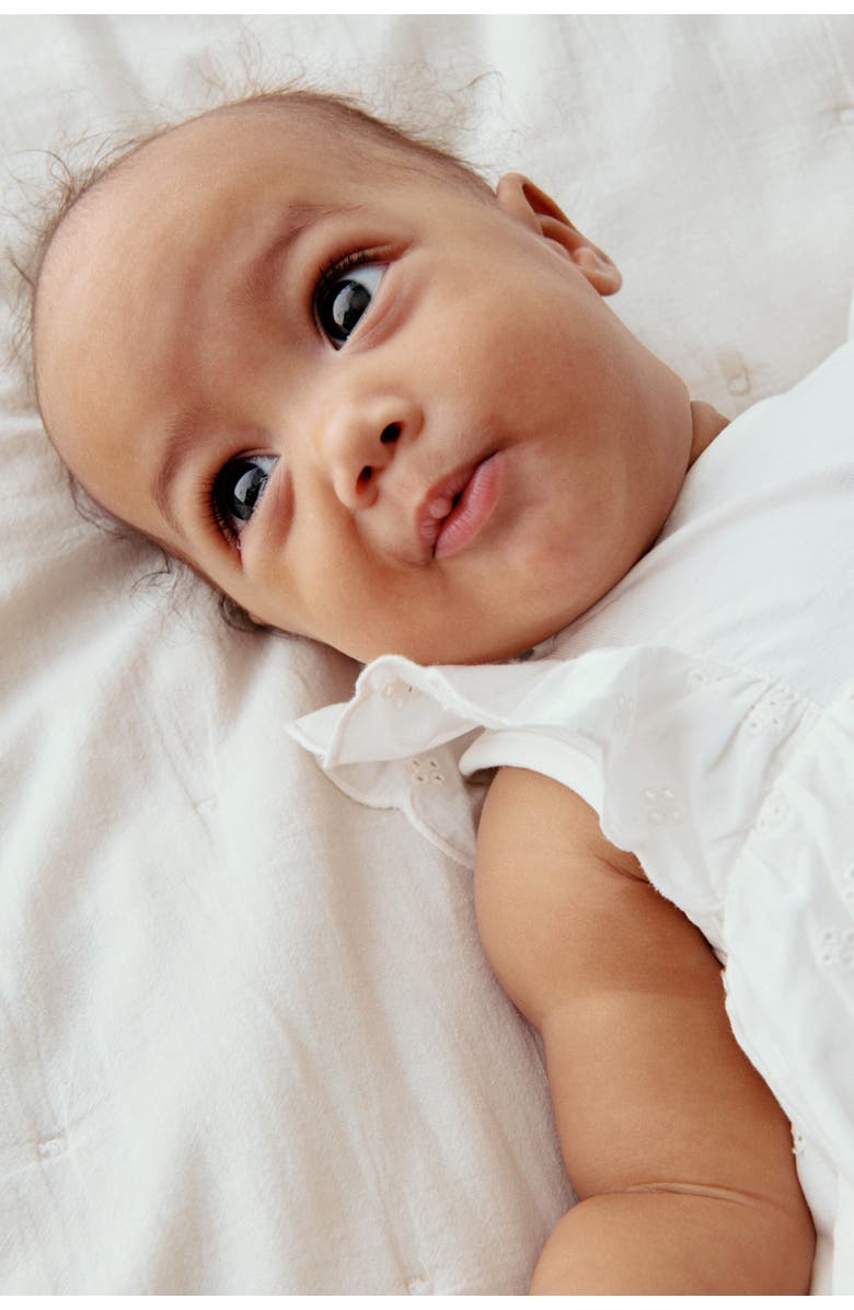 H&M Ruffle-trimmed bodysuit dress, Alternate, color, White