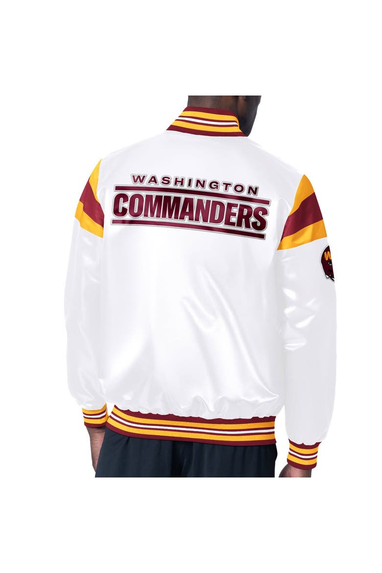 Men's Starter White Washington Commanders Satin Full-Snap Varsity Jacket, Alternate, color, White