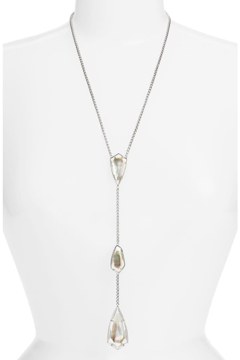 Y-Chain Necklace, Main, color, BLACK MOTHER OF PEARL/ SILVER