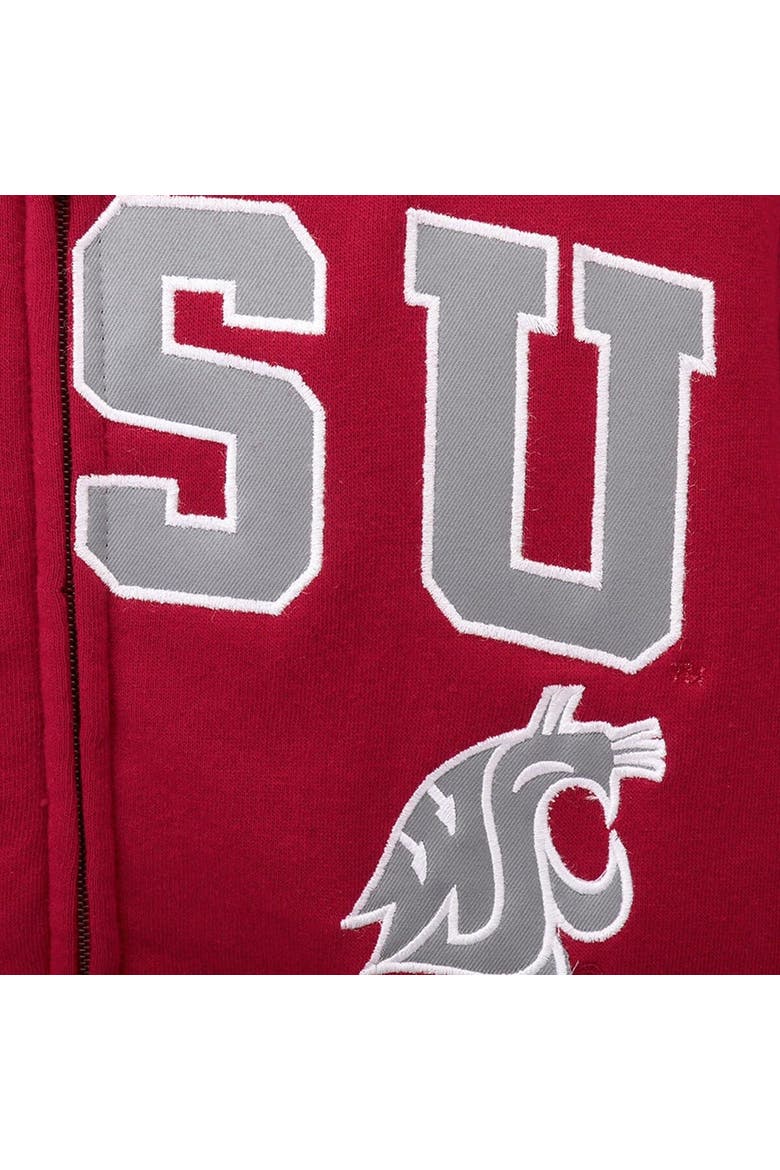 Youth Crimson Washington State Cougars Applique Arch & Logo Full-Zip Hoodie, Alternate, color, Cardinal