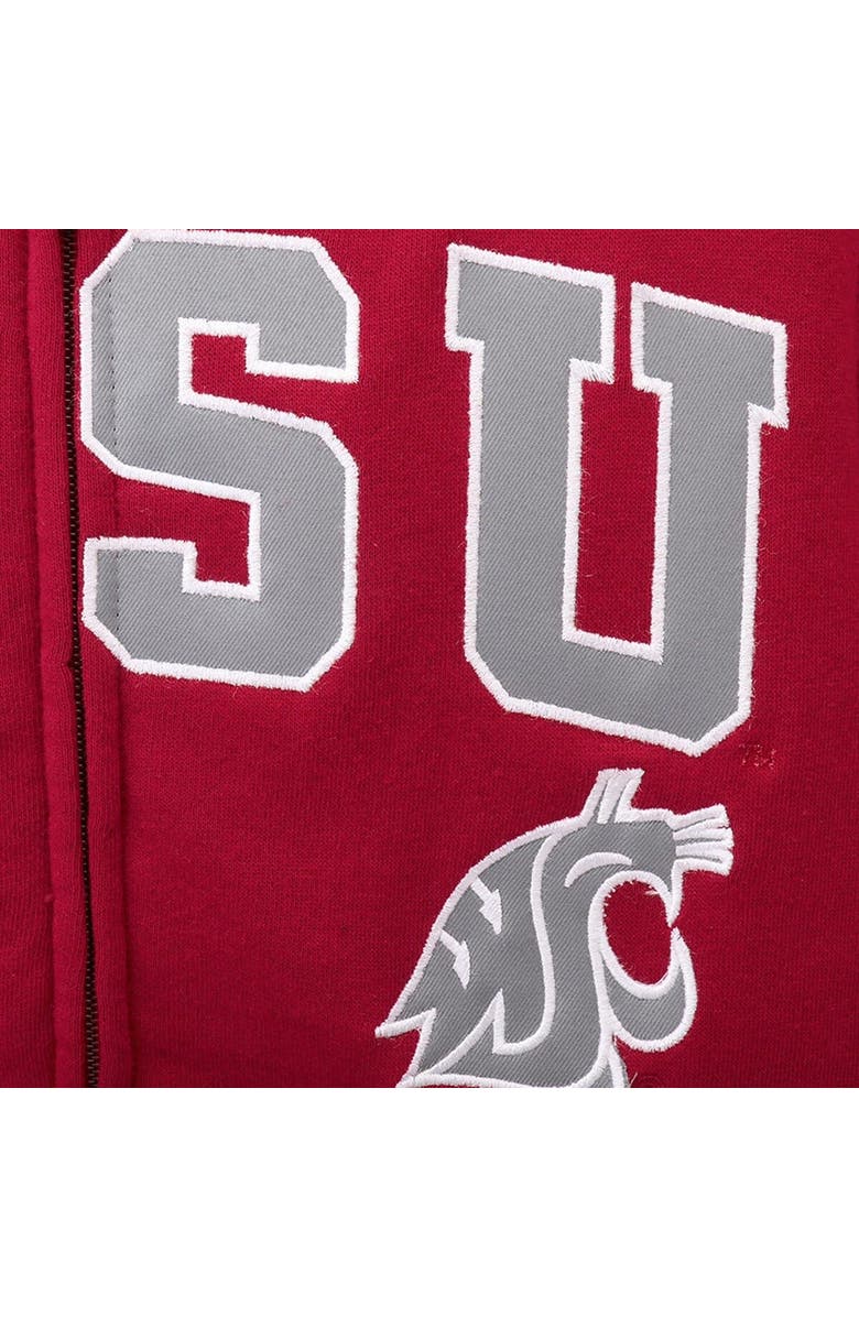 STADIUM ATHLETIC Youth Crimson Washington State Cougars Applique Arch & Logo Full-Zip Hoodie, Alternate, color, 