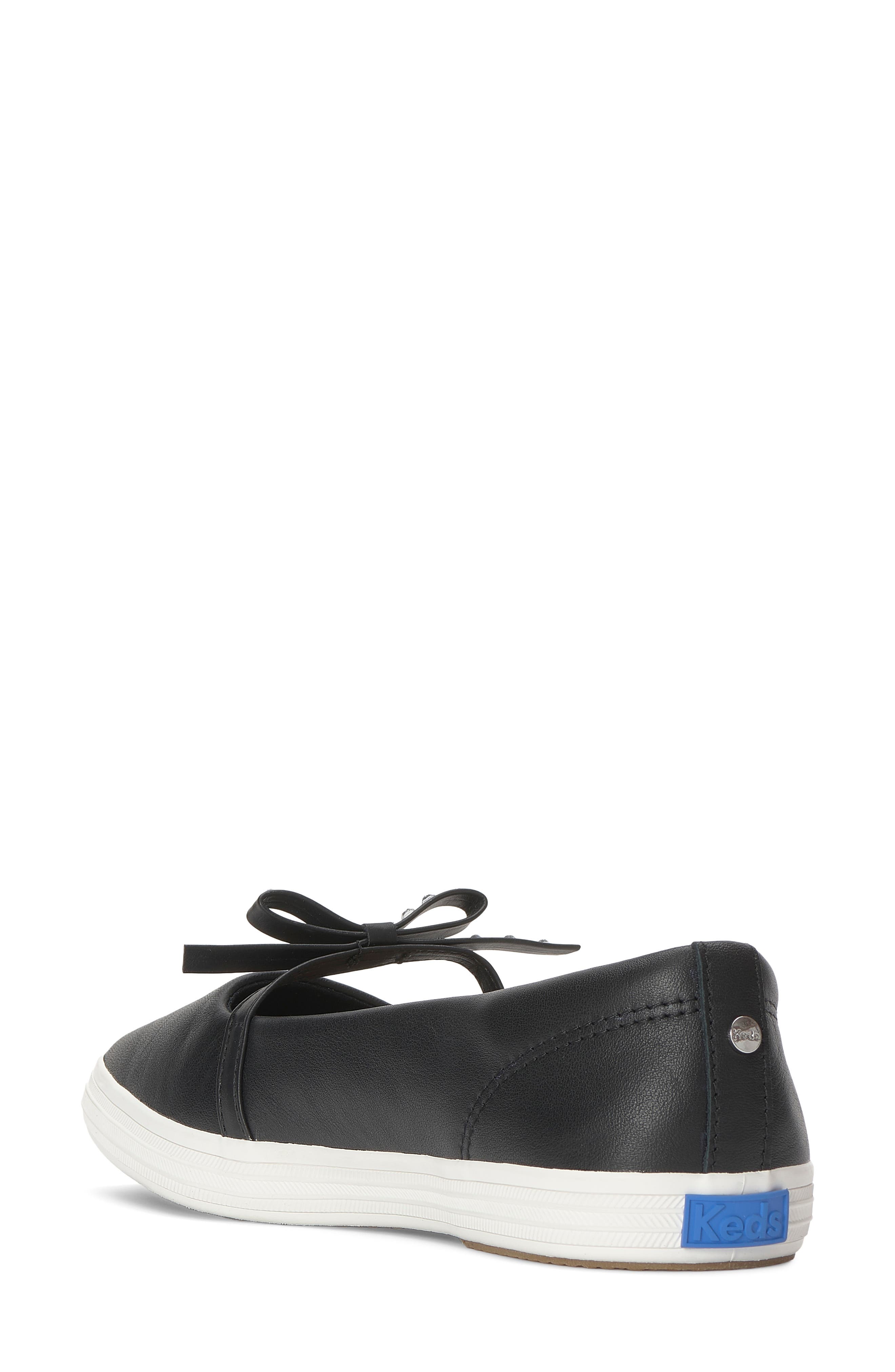 Leather Square Toe Flat, Alternate, color, BLACK