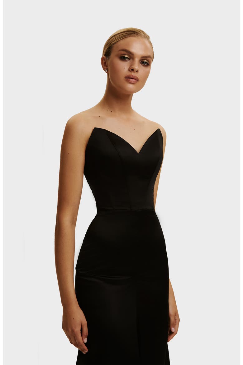 Black Elegant Strapless Trumpet Evening Gown, Alternate, color, Black