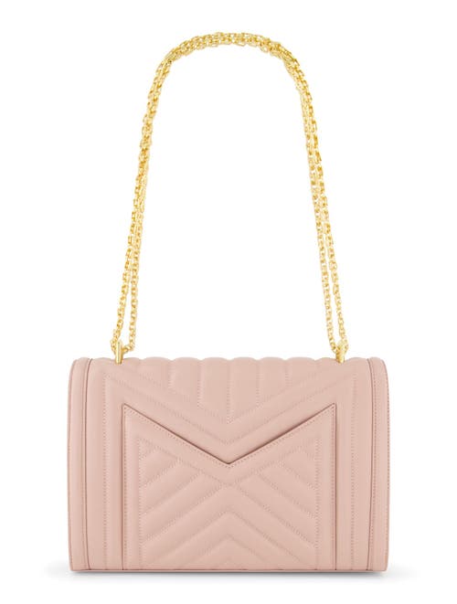Mac Duggal Gold Plated Hardware Quilted Napa Leather Handbag In Rose