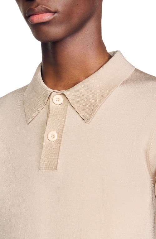 Sandro Short-sleeve Knitted Polo Shirt In Oats