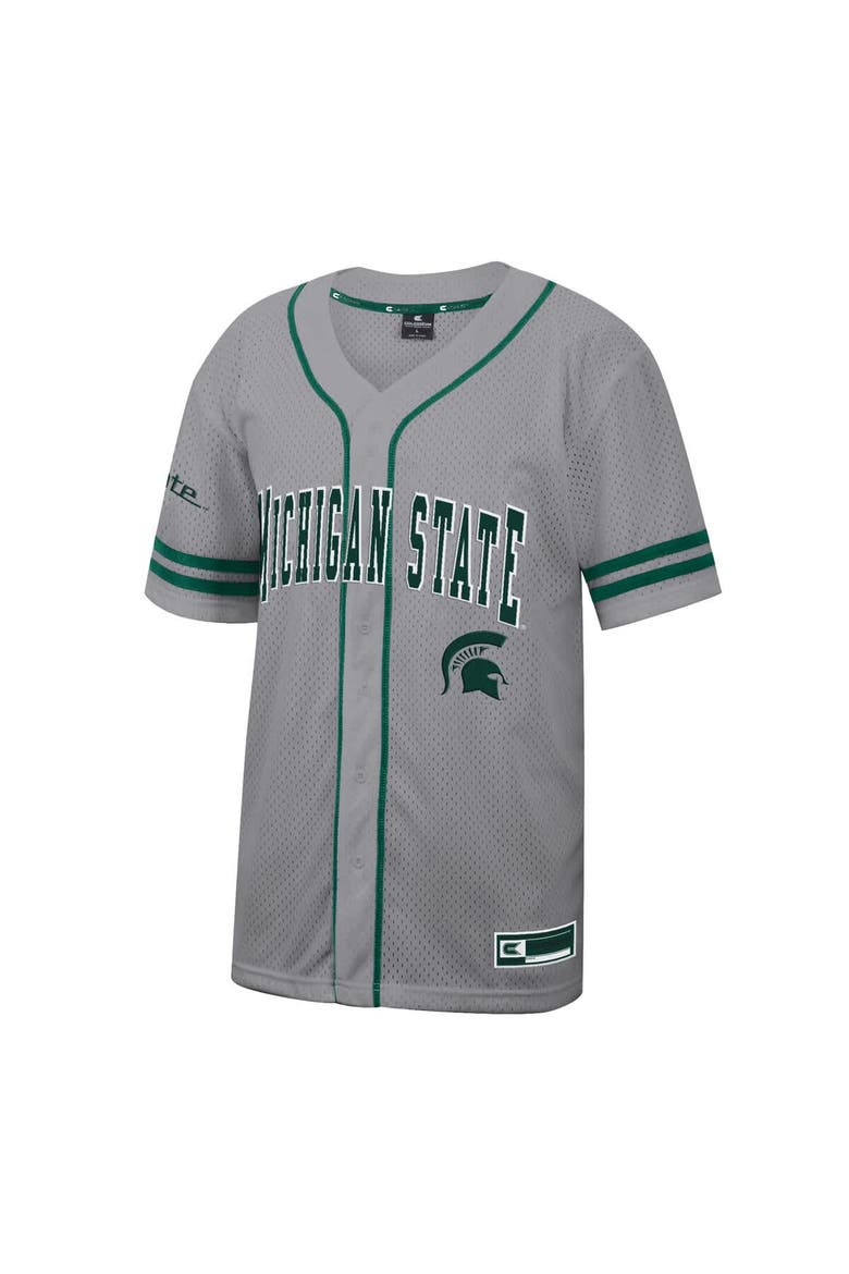 Men's Colosseum Gray Michigan State Spartans Free Spirited Baseball Jersey, Alternate, color, Gray