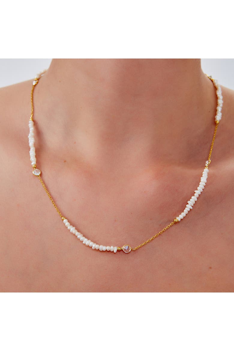 Baroque Irregular Pearl Jewelled Sterling Silver Chain Necklace In Gold, Alternate, color, Gold
