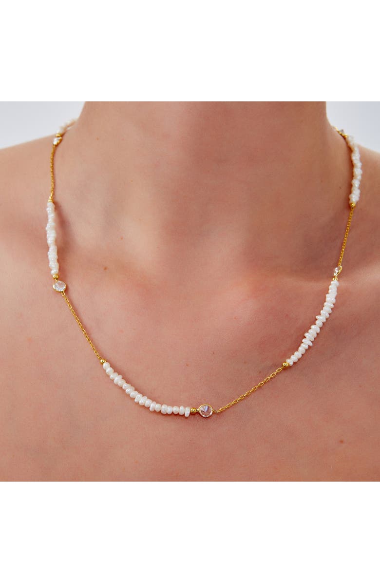 Spero London Baroque Irregular Pearl Jewelled Sterling Silver Chain Necklace In Gold, Alternate, color, Gold