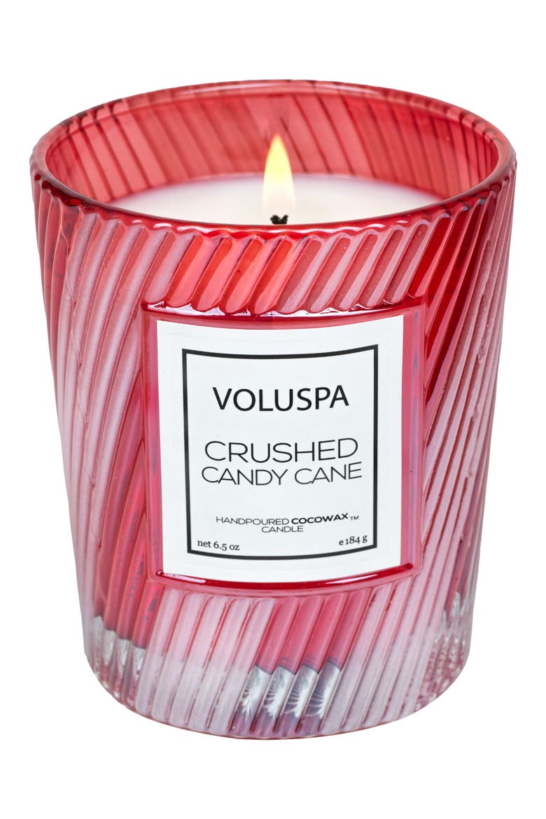 Crushed Candy Cane Boxed Classic Candle, Alternate, color, RED & WHITE