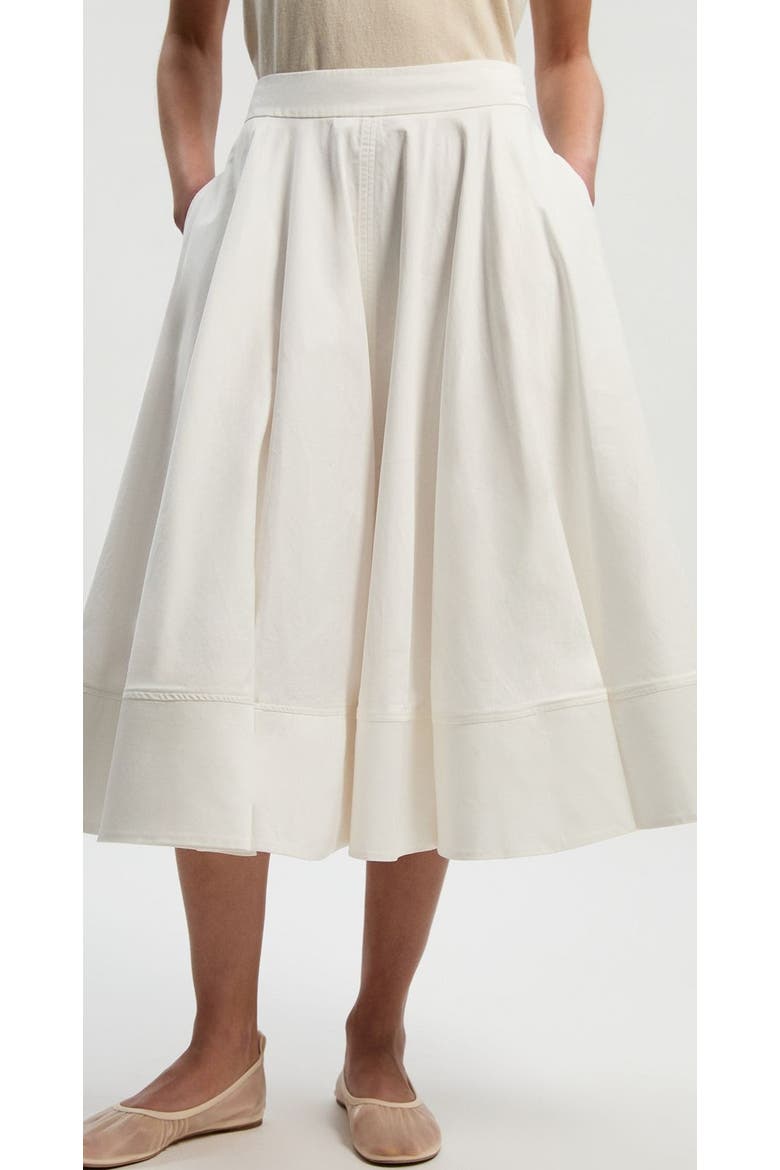 Cotton Tailored Full Midi Skirt, Alternate, color, Ivory