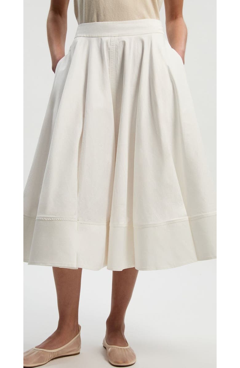 Karen Millen Cotton Tailored Full Midi Skirt, Alternate, color, Ivory