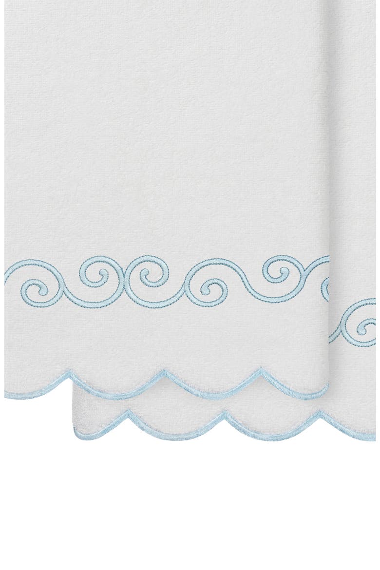 2-Piece Symmetra Embroidered Turkish Cotton Bath Towel Set, Alternate, color, WHITE/ BLUE