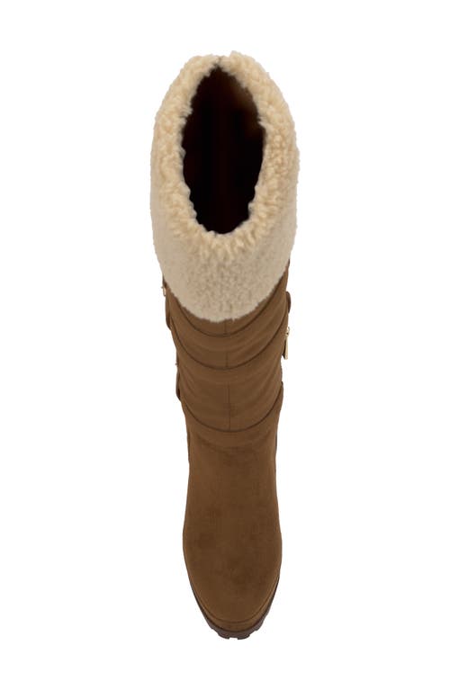 Jessica Simpson Imerald Faux Shearling Knee High Platform Boot In Brown