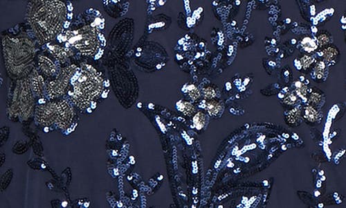 Alex Evenings Sequin Floral A-line Gown In Navy