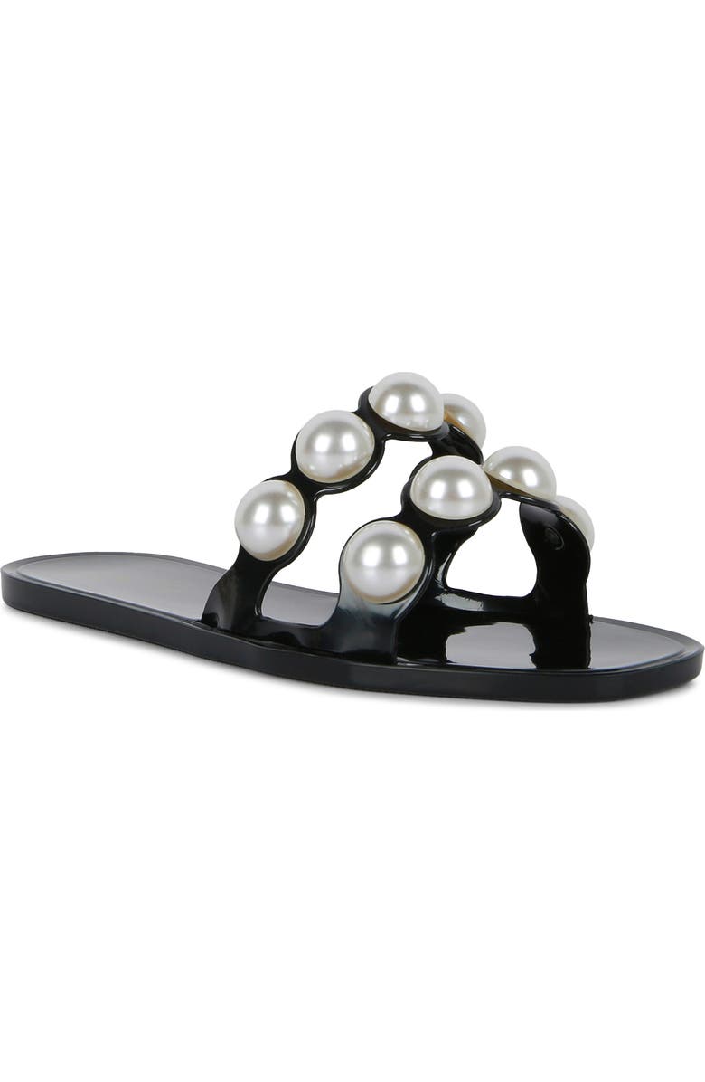 LONDON RAG Perla Faux Pearl Slide Sandal, Main, color,