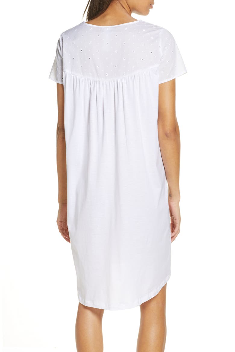 Kiah Eyelet Short Sleeve Nightgown, Alternate, color, WHITE