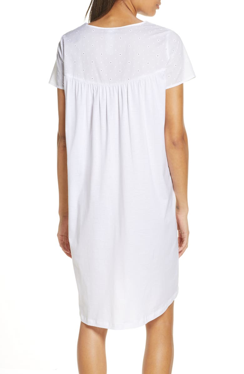 Hanro Kiah Eyelet Short Sleeve Nightgown, Alternate, color, 