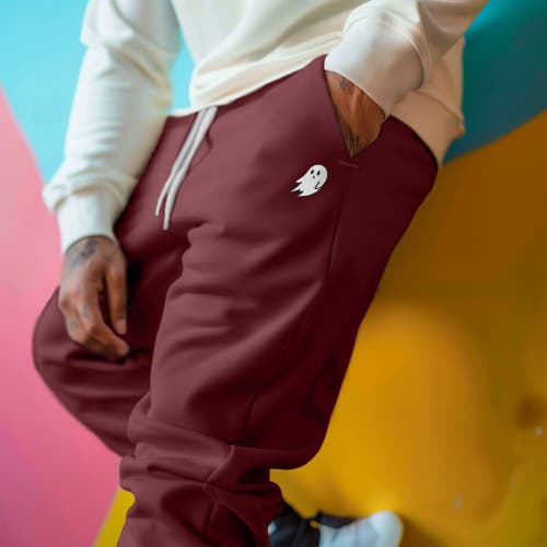 Dalix Mens Ghost Fleece Jogger Sweatpants In Maroon