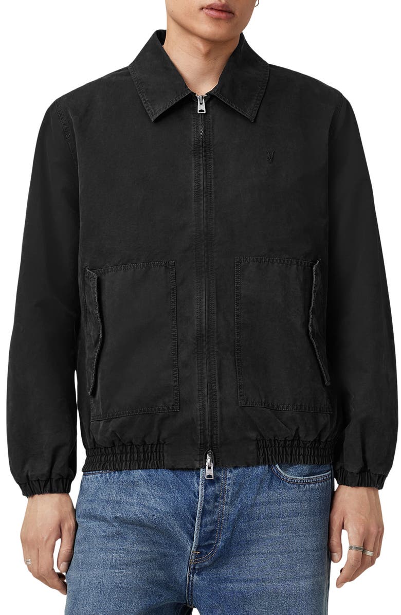 AllSaints Holman Cotton Jacket, Main, color, Faded Black