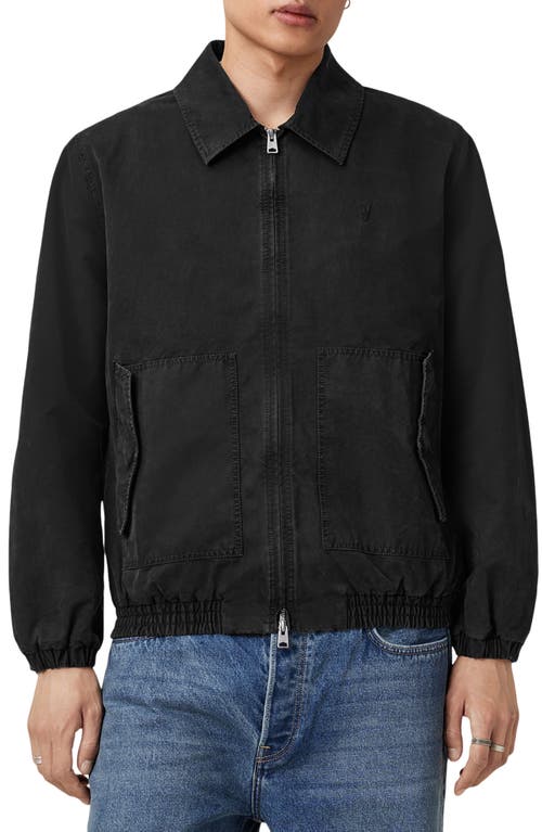 Allsaints Holman Ramskull Cropped Jacket In Black
