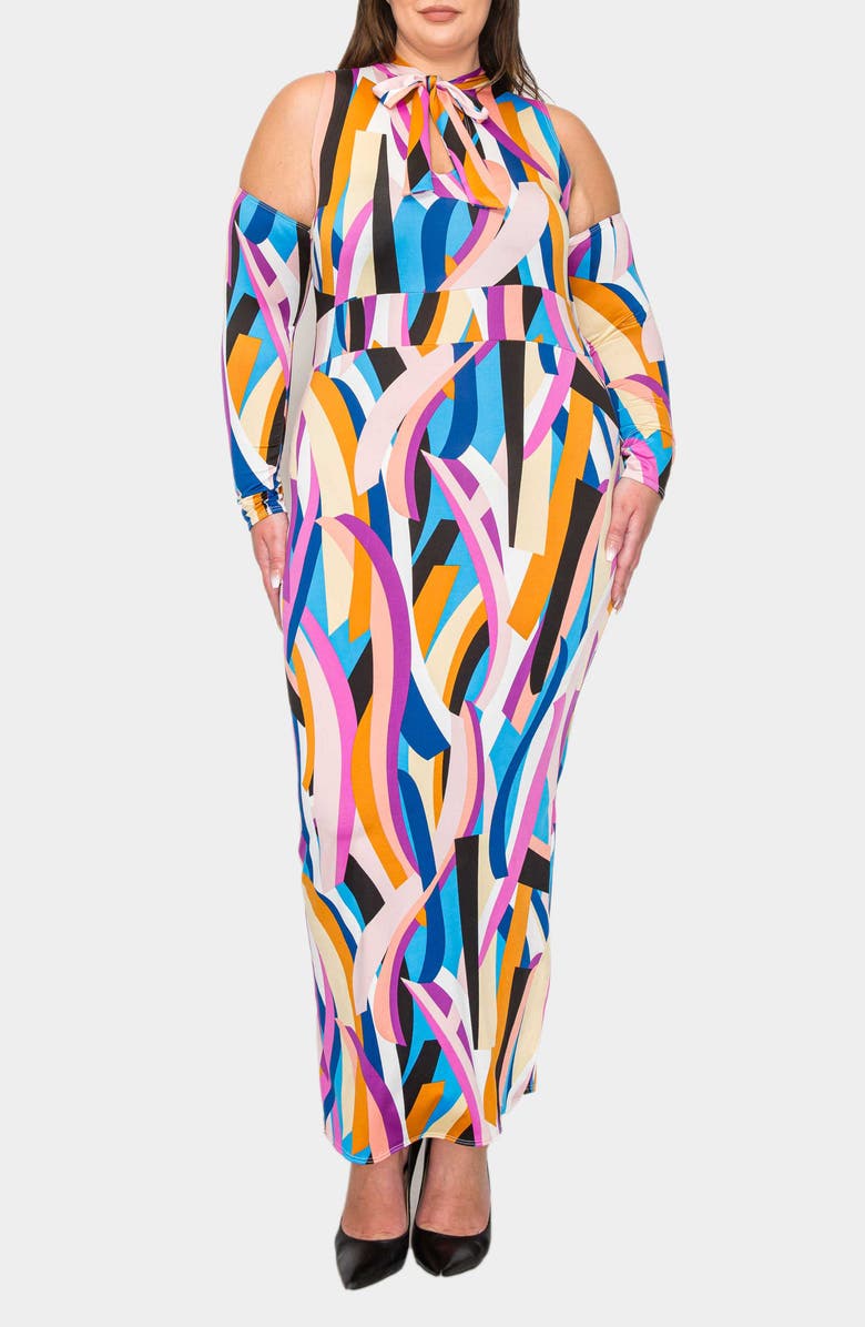 L I V D Electra Ribbon Cold Shoulder Body-Con Dress, Main, color, 