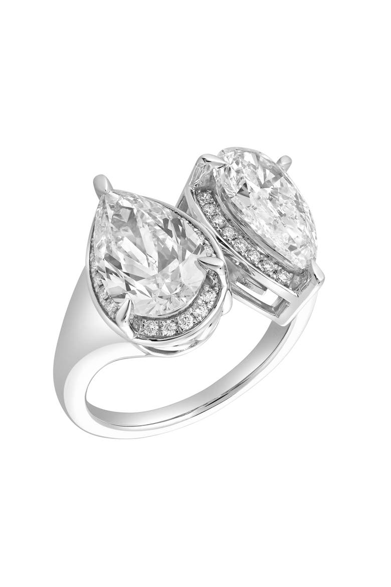 Araminta 14K Gold Toi et Moi Pear Lab Grown Diamond Ring - 5.3 Cts, Alternate, color, 14K White Gold
