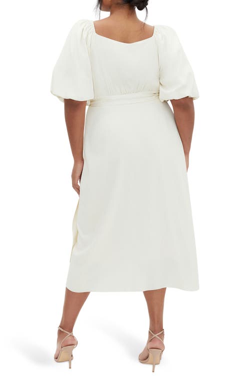 City Chic Claudine Wrap Dress In Cream