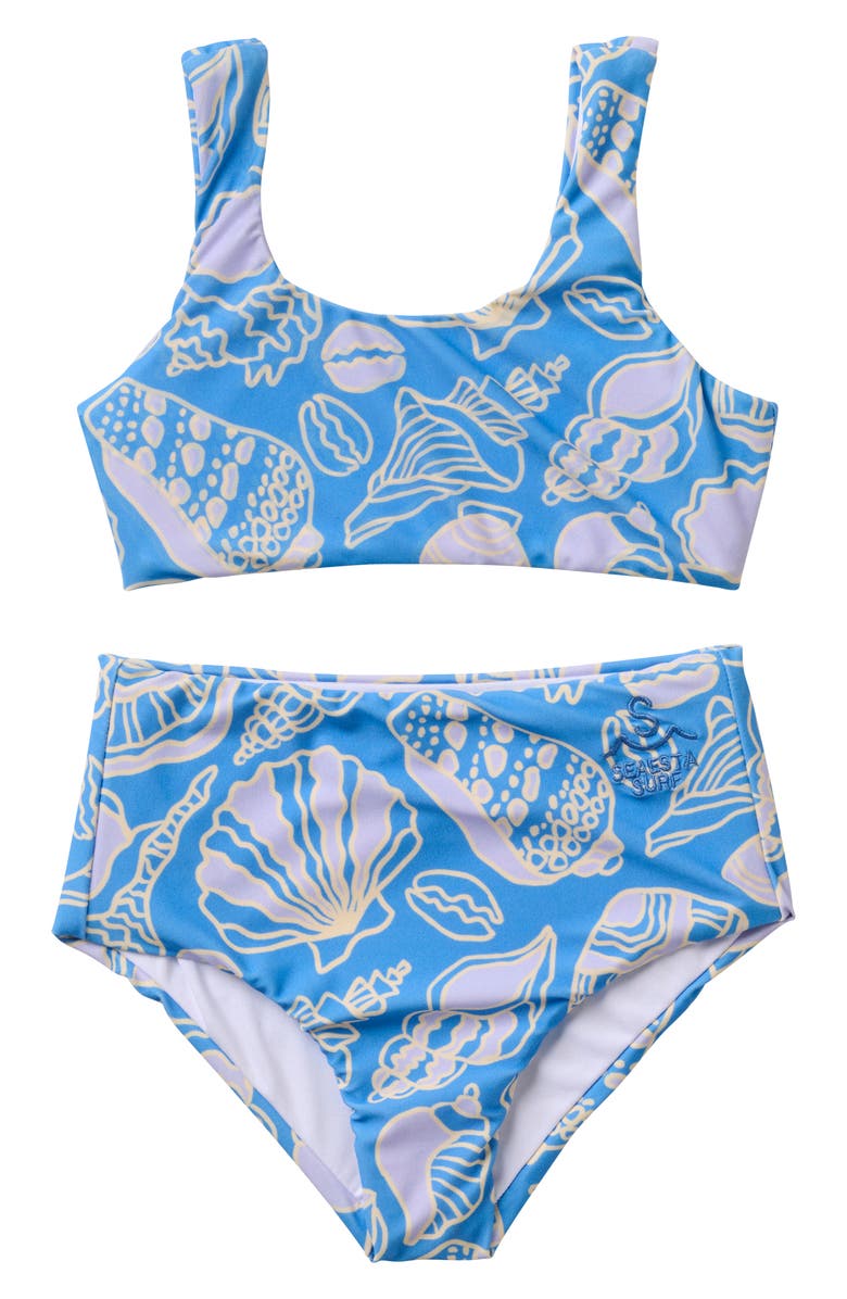 SEAESTA SURF Kids' Seashells Periwinkle Two-Piece Swimsuit, Main, color, Periwinkle