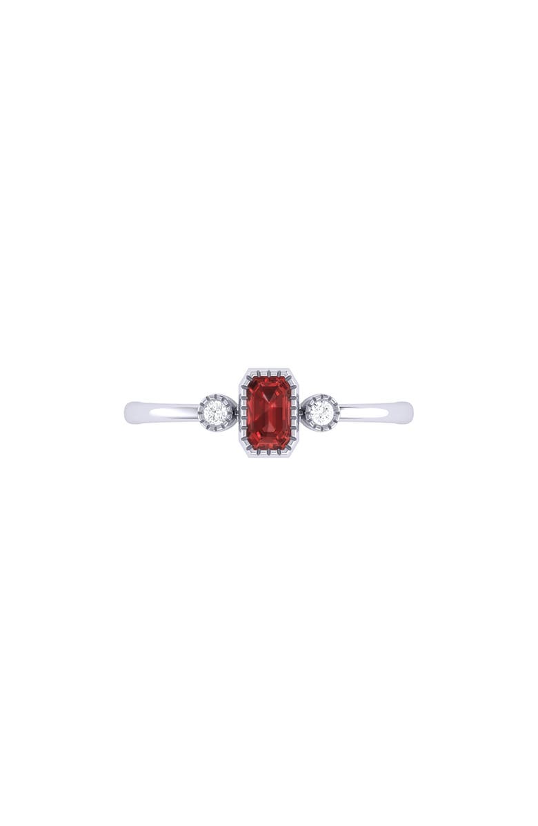 LuvMyJewelry La Vie Emerald Cut Garnet & Diamond Accent Ring, Alternate, color, 14K White Gold