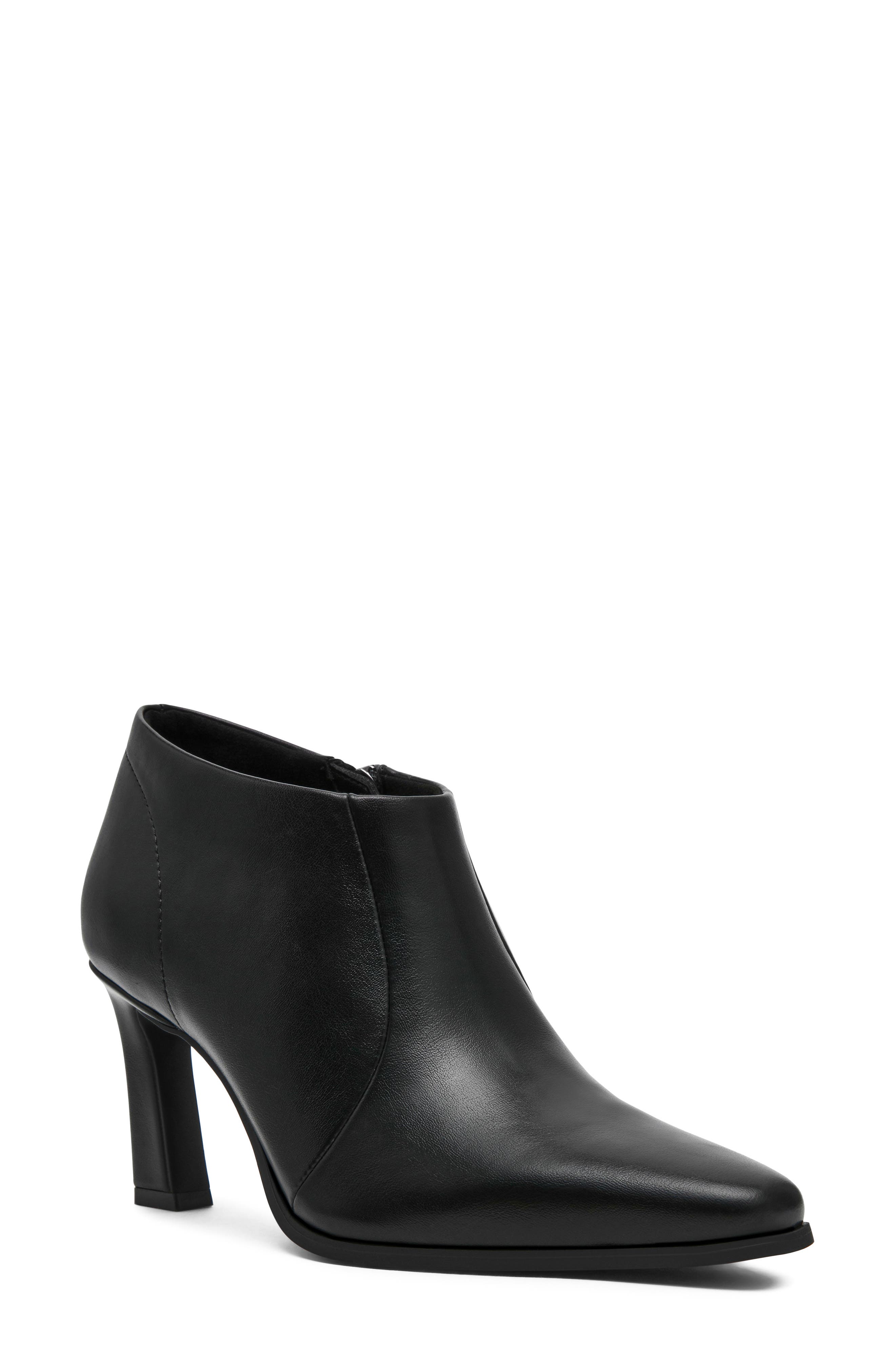 Crush Faux Leather Bootie, Main, color, BLACK SMOOTH
