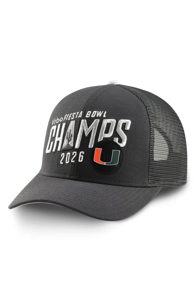 Nike Men's Anthracite Miami Hurricanes College Football Playoff 2026 Fiesta Bowl Champions Locker Room Rise Adjustable Hat, Main, color, Anthracite