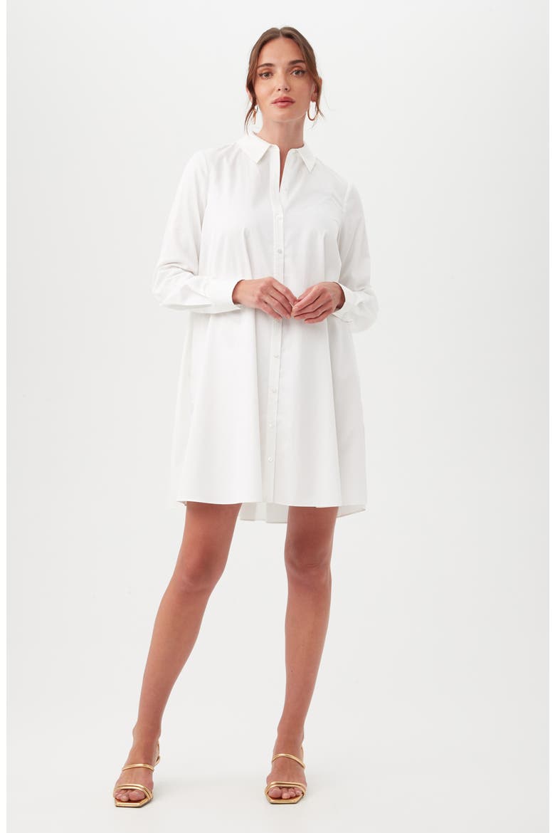 Tulla Oversize Long Sleeve Organic Cotton Shirtdress, Alternate, color, WHITE