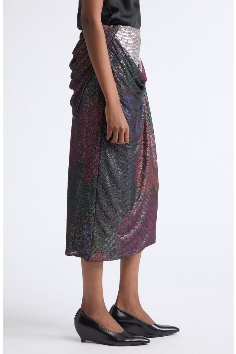 Sequin Draped Midi Skirt, Alternate, color, BLUE/ BURGUNDY