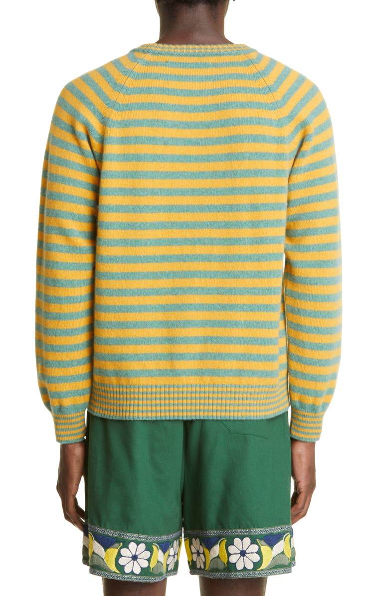Bode Men's Turmeric Stripe Merino Wool Sweater, Alternate, color, 