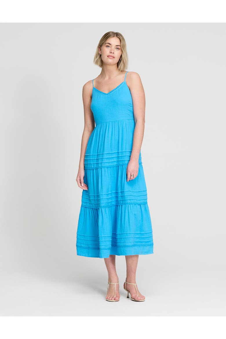 Hazel Cotton Cheesecloth Midi Dress, Main, color, Blue