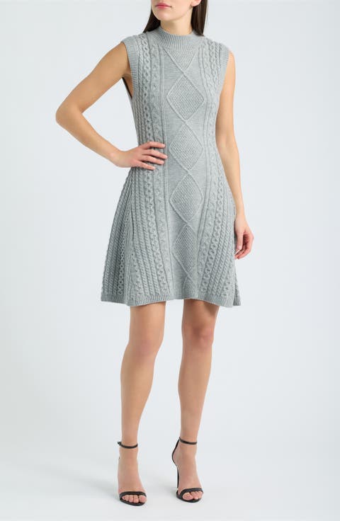 Cable Stitch Sleeveless Sweater Dress
