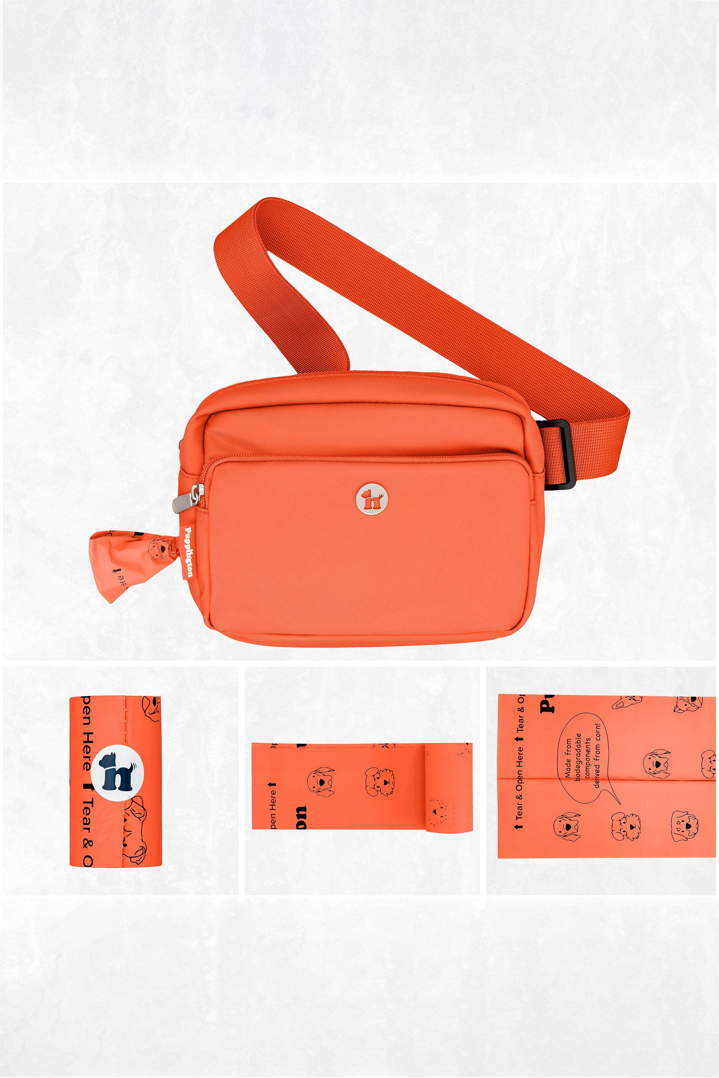3-in-1 Dog Walking Bag with Poop Bags, Alternate, color, Poppy Orange