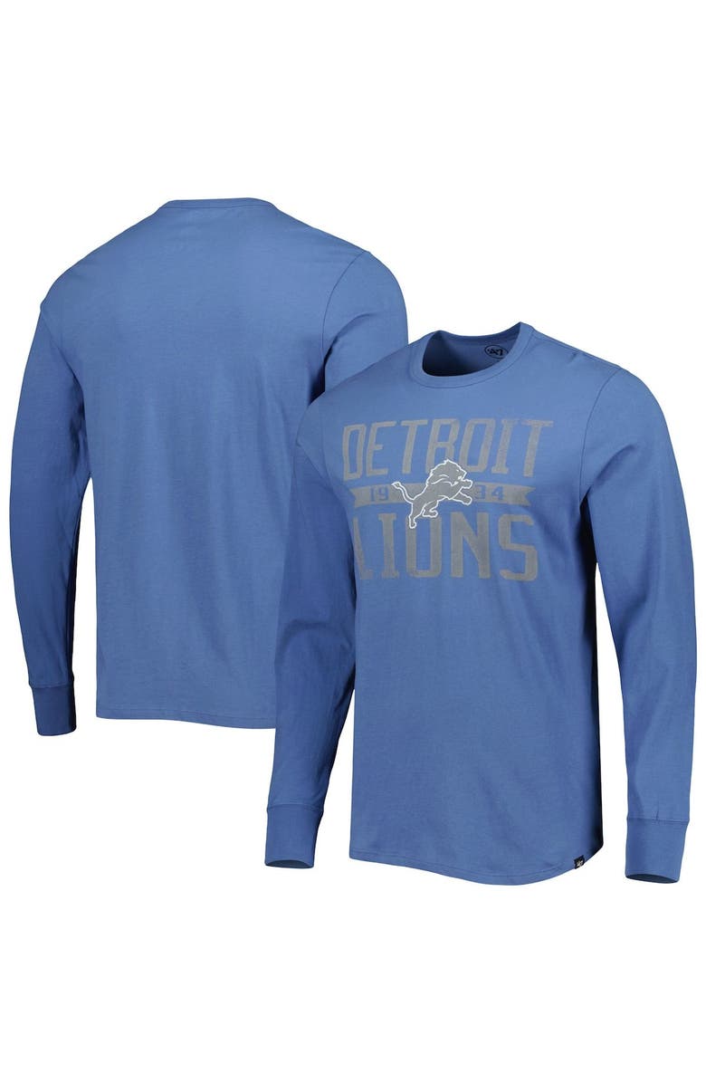 '47 Men's '47 Blue Detroit Lions Brand Wide Out Franklin Long Sleeve T-Shirt, Alternate, color, Blue